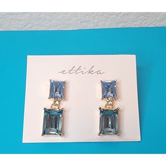 NEW Ettika Blue Stone Dangle Drop Earrings - Picture 7 of 8